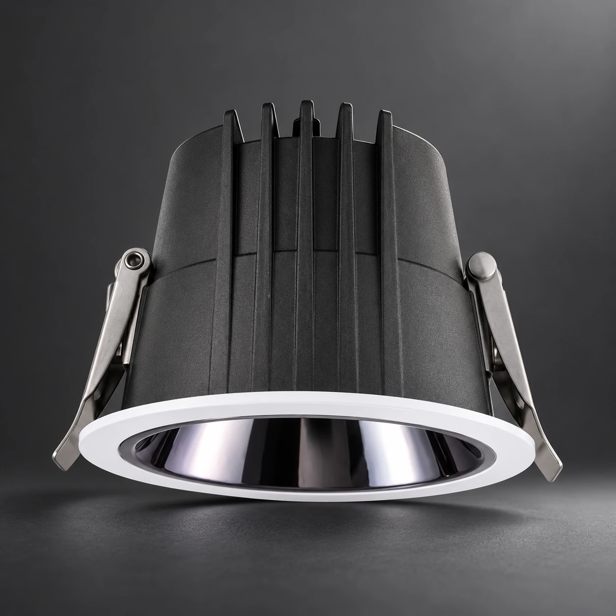 dark reflector downlight fin detail charcoal studio
