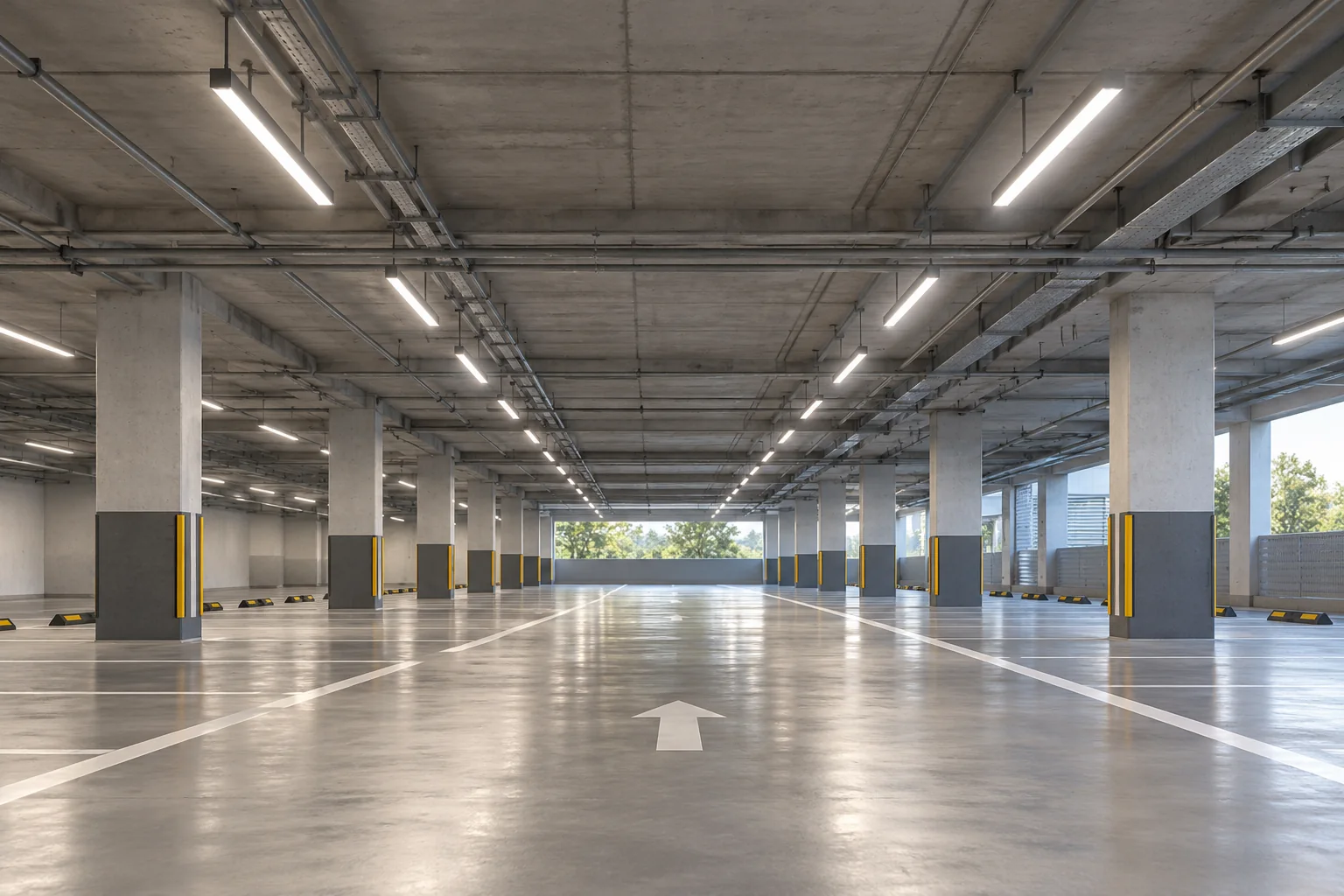 wide parking deck linear led batten lighting
